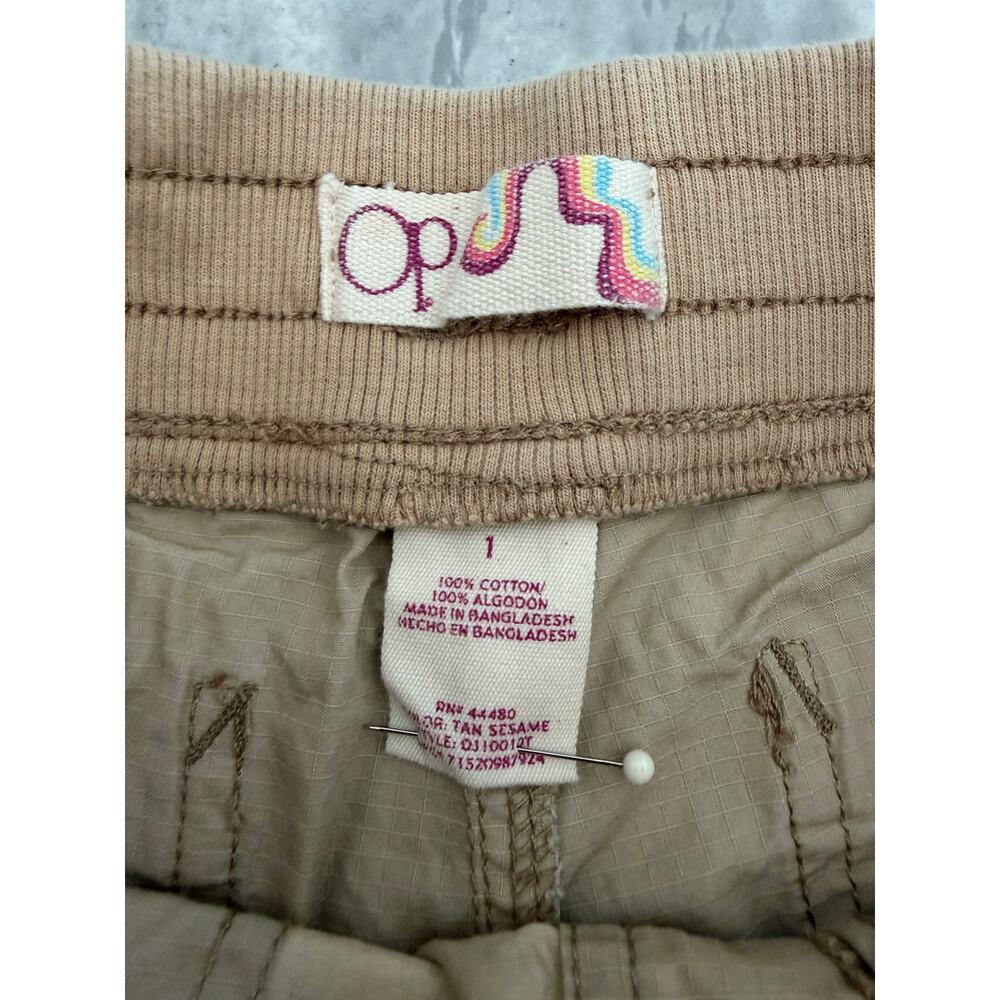 OP Vintage Y2K Tan Convertible Length Shorts Junior Size 1 Pull On - Picture 3 of 10